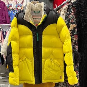 Hunter Bright Yellow and Black Puffer Jacket